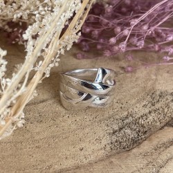 Bague large FERDINAN en Argent - Drapée, croisée, bombée & lisse TAILLE 50