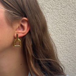 Boucles d'oreilles puces pendantes Ambar Or - Barrette & Etrier design