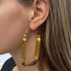 Boucles d'oreilles créoles INTI Or Laiton oxydé - Perles & Rouleaux striés