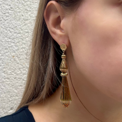 Boucles d'oreilles Puces Pendantes INTI Or - Perles & Gouttes striées