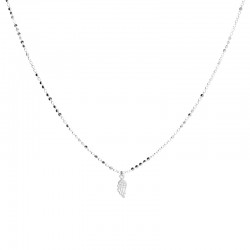 Collier court AILE Argent petite maille rock - Pendentif Aile Zircons DORIANE