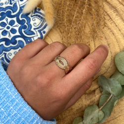 Bague large ajustable NOLITA dorée - Anneau & Croisés multi chaînes