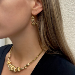 Collier court INTI Or - Perles Hématites & Plastron perles striées