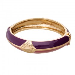 Bracelet Jonc Amok HORIZON Doré - Email Rose Aubergine & Losange pointé ARGELOUSE