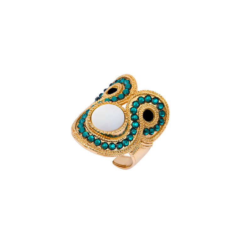 Bague large ajustable CIRCUS dorée - Anneau & Décor antik Cristal Prestige blanc signée SATELLITE Bague large ajustable CIRCUS dorée - Anneau & Décor antik Cristal Prestige blanc signée SATELLITE