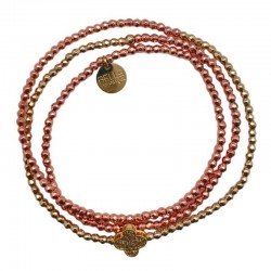 Bracelet élastiqué 3 tours NESS Or rose Doré - Trèfle zircons Belle Mais Pas Que