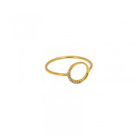 Bague fine MINI MOON - Anneau doré & Cristaux blancs UNE A UNE