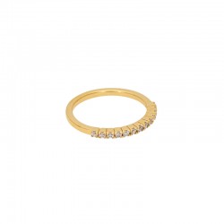 Bague fine STAR Or - Anneau & Demi - alliance cristaux blancs - Une à Une