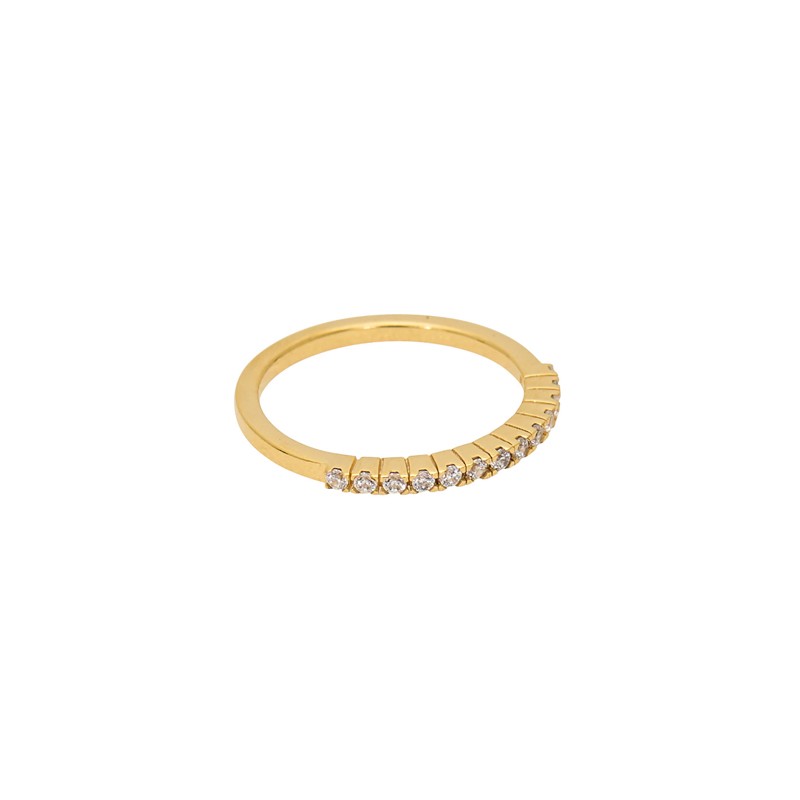 Bague fine STAR Or - Anneau & Demi - alliance cristaux blancs - Une à Une