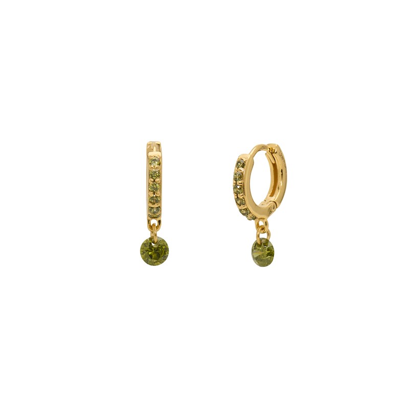 Boucles d'oreilles mini créoles Or CRYSTAL - Dormeuses & Perle cristal vert - Une à Une Boucles d'oreilles mini créoles Or CRYSTAL - Dormeuses & Perle cristal vert - Une à Une