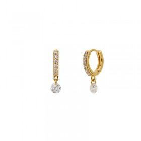 Boucles d'oreilles mini créoles Or CRYSTAL - Dormeuses & Perle cristaux blancs - Une à Une