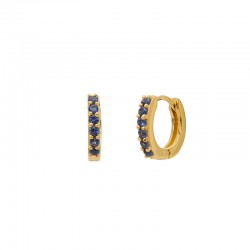 Boucles d'oreilles mini créoles Or CRYSTAL - Dormeuses & Cristaux bleu - Une à Une