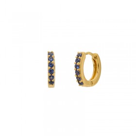 Boucles d'oreilles mini créoles Or CRYSTAL - Dormeuses & Cristaux bleu - Une à Une