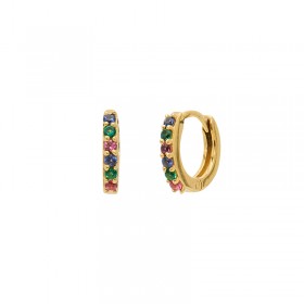 Boucles d'oreilles mini créoles Or CRYSTAL - Dormeuses & Cristaux multicolor - Une à Une