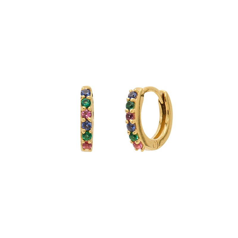 Boucles d'oreilles mini créoles Or CRYSTAL - Dormeuses & Cristaux multicolor - Une à Une