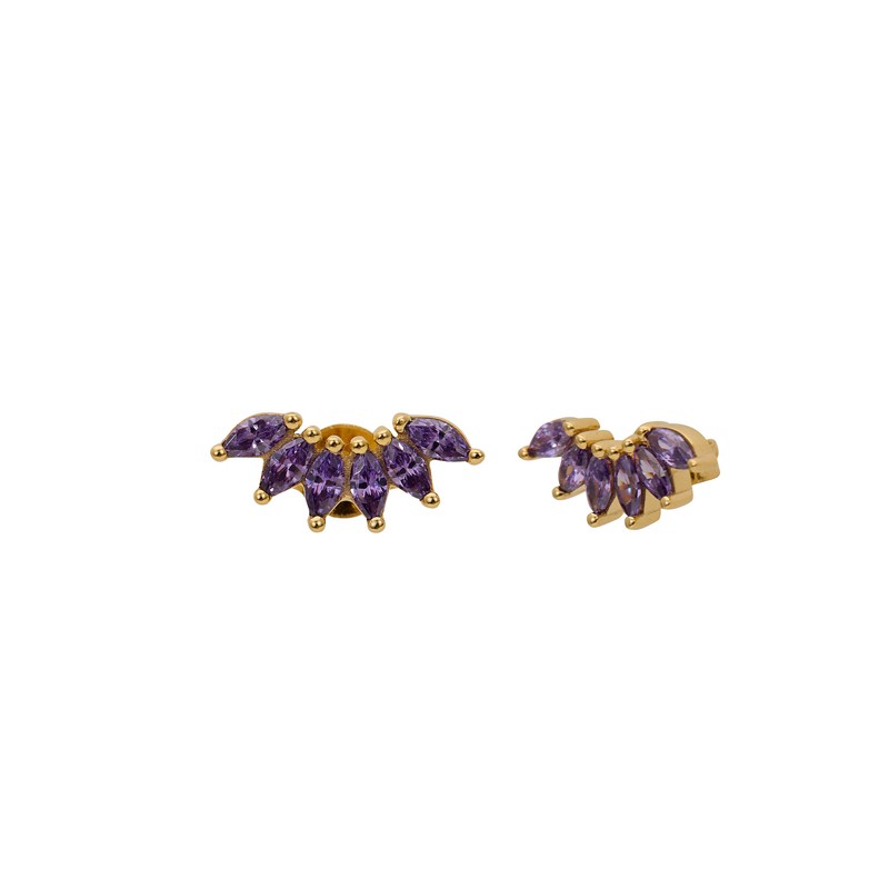 Boucles d'oreilles mini puces Or CRYSTAL & Gouttes Améthystes - Une à Une Boucles d'oreilles mini puces Or CRYSTAL & Gouttes Améthystes - Une à Une