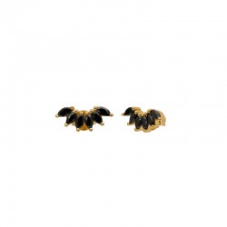 Boucles d'oreilles mini puces Or CRYSTAL & Gouttes cristaux noirs - Une à Une