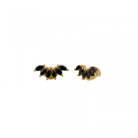 Boucles d'oreilles mini puces Or CRYSTAL & Gouttes cristaux noirs - Une à Une