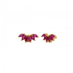 Boucles d'oreilles puces PETALES - Cristaux rose fuchsia - Une à Une