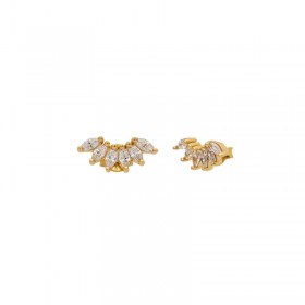 Boucles d'oreilles mini puces Or CRYSTAL & Gouttes cristaux blancs - Une à Une