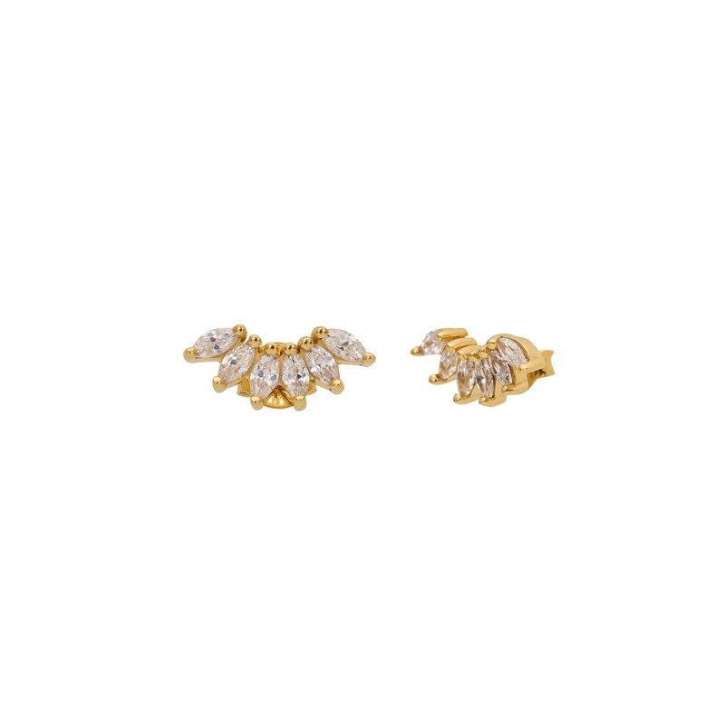 Boucles d'oreilles mini puces Or CRYSTAL & Gouttes cristaux blancs - Une à Une Boucles d'oreilles mini puces Or CRYSTAL & Gouttes cristaux blancs - Une à Une