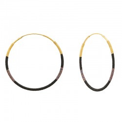 Boucles d'oreilles créoles Or CAMARI tissées noir & doré - 6 cm - Une à Une