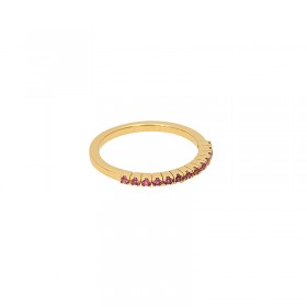 Bague fine SERPENT Or - Anneau & Demi - alliance cristaux fuschia UNE A UNE