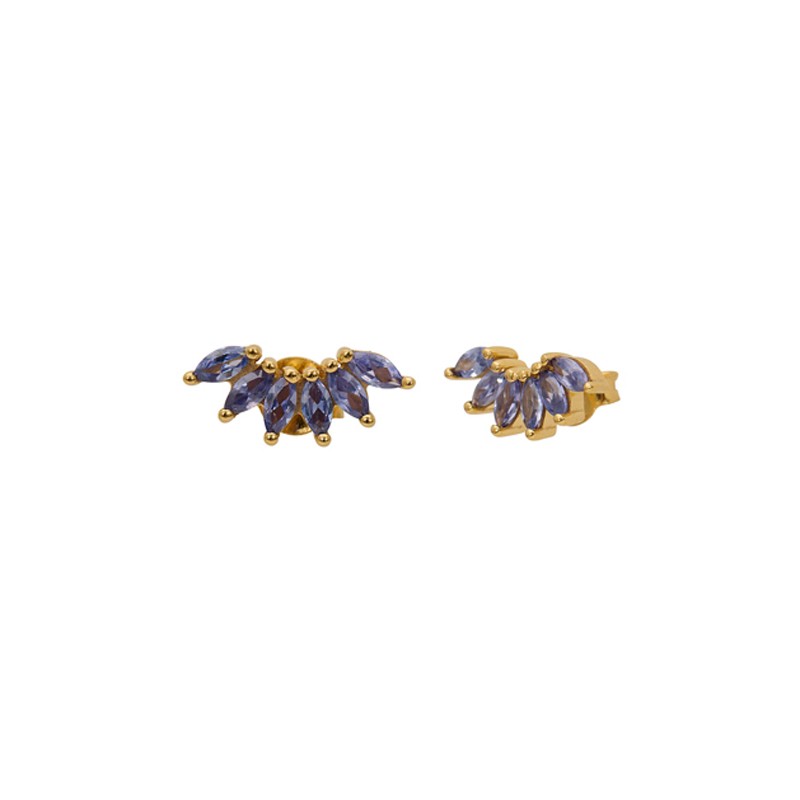 Boucles d'oreilles puces PETALES Or - Cristaux bleus UNE A UNE Boucles d'oreilles puces PETALES Or - Cristaux bleus UNE A UNE
