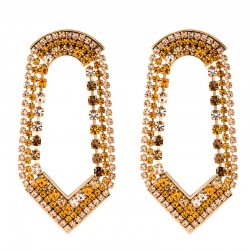 Boucles d'oreilles Pendantes PRECIOUS Or - Décor art-déco Cristaux Prestige topaze - SATELLITE