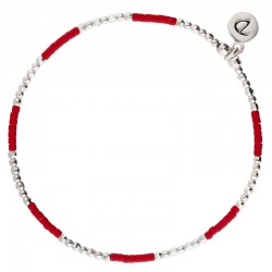 Bracelet élastique NEW BIRDY - Perles argent & Miyukis rouges - Doriane Bijoux