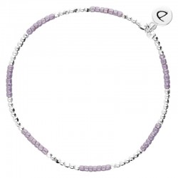 Bracelet élastique NEW BIRDY - Perles argent & Miyuki violet brillant - Doriane Bijoux