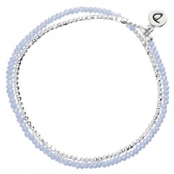 Bracelet multi tours élastiqué HEAVEN argent & Perles bleu saphir - Doriane Bijoux