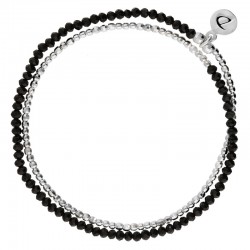 Bracelet multi tours élastiqué HEAVEN argent & Perles noires - Doriane Bijoux