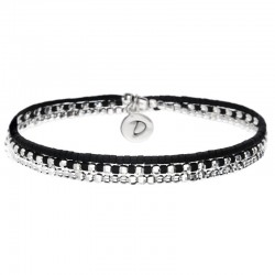 Bracelet multi tours élastiqué HEAVEN argent & Perles en Miyukis noires   - Doriane Bijoux