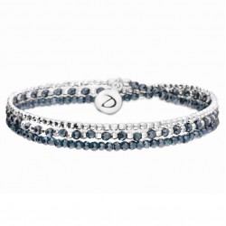 Bracelet multi tours élastiqué HEAVEN argent & Perles de verre bleu - Doriane Bijoux