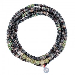 Collier & Bracelet élastique AOÛT Péridot 6t - Quartz fumé & Péridots - TÊTES BLONDES