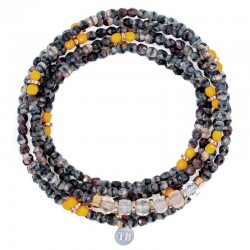 Collier & Bracelet élastique NOVEMBRE Citrine 6t - Quartz fumé & Citrines jaune  - TÊTES BLONDES