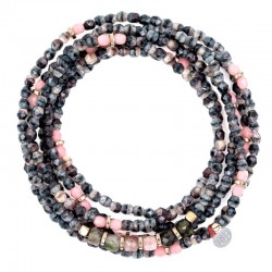 Collier & Bracelet élastique OCTOBRE Tourmaline 6t - Quartz fumé & Tourmalines - TÊTE BLONDES