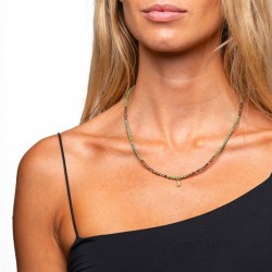 Collier & Bracelet élastique AOÛT 3 tours - Pendentif Péridot