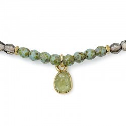 Collier & Bracelet élastique AOÛT 3 tours - Pendentif Péridot