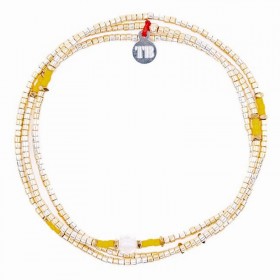 Collier & Bracelet élastique SLIM 3 tours - Miyukis citrine & dorées - TÊTES BLONDES