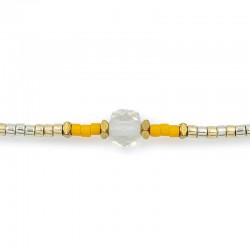 Collier & Bracelet élastique SLIM 3 tours jaune & doré - Citrine