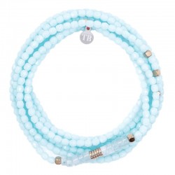 Collier & Bracelet élastique NADEGE Cristal 6 tours - Bleu ciel - TÊTES BLONDES