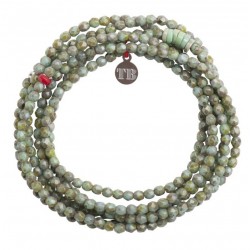 Collier & Bracelet élastique JOANNA 6 tours - Vert marbré TETES BLONDES