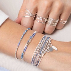 Bracelet OKLAHOMA MAILLE ROCK argent bleu - Oxyde, Pastille & Plume