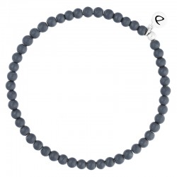 Bracelet Homme élastique Argent & Hématites grises 4 mm - DORIANE Bijoux