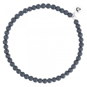 Bracelet Homme élastique Argent & Hématites grises 4 mm - DORIANE Bijoux