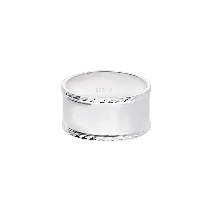 Bague large en argent & Anneau lisse aux bords ciselés  - DORIANE Bijoux