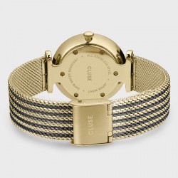 Montre Triomphe Mesh Black, Gold, cadran rond noir & bracelet milanais