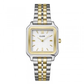 Montre Gracieuse Steel Bicolour Silver Gold cadran carré & bracelet oyster - CLUSE
